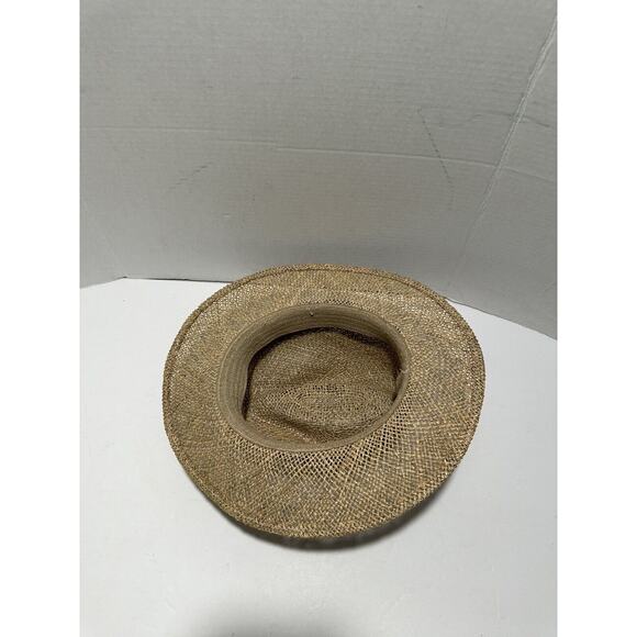 Straw Safari Wicker Hat Panama Unisex With Band Navy Written - Picture 5 of 7